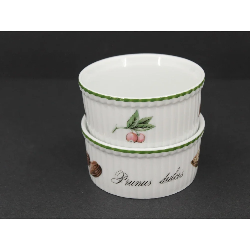 Apilco Elysian Garden Mini Ramekins Set 2 French Porcelain White